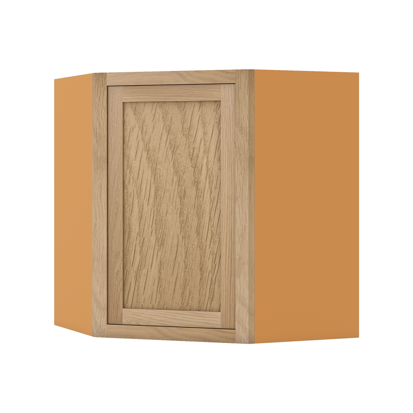 Diagonal Corner White Oak Inset Shaker Wall Cabinet - Single Door