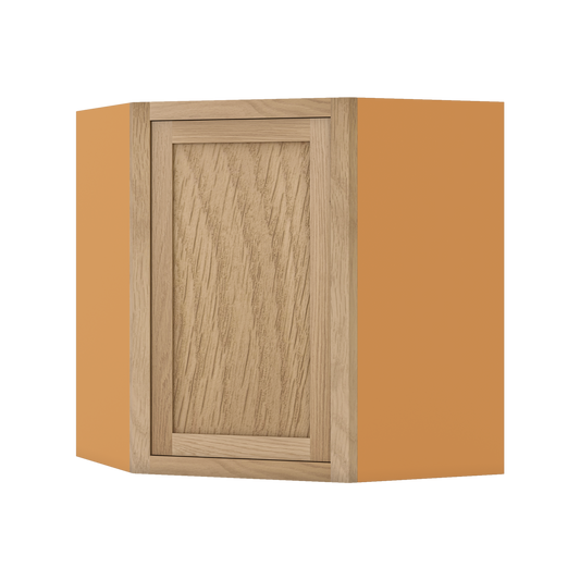 Diagonal Corner White Oak Inset Shaker Wall Cabinet - Single Door