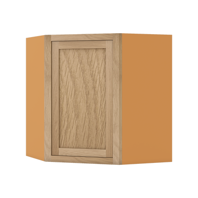 Diagonal Corner White Oak Inset Shaker Wall Cabinet - Single Door