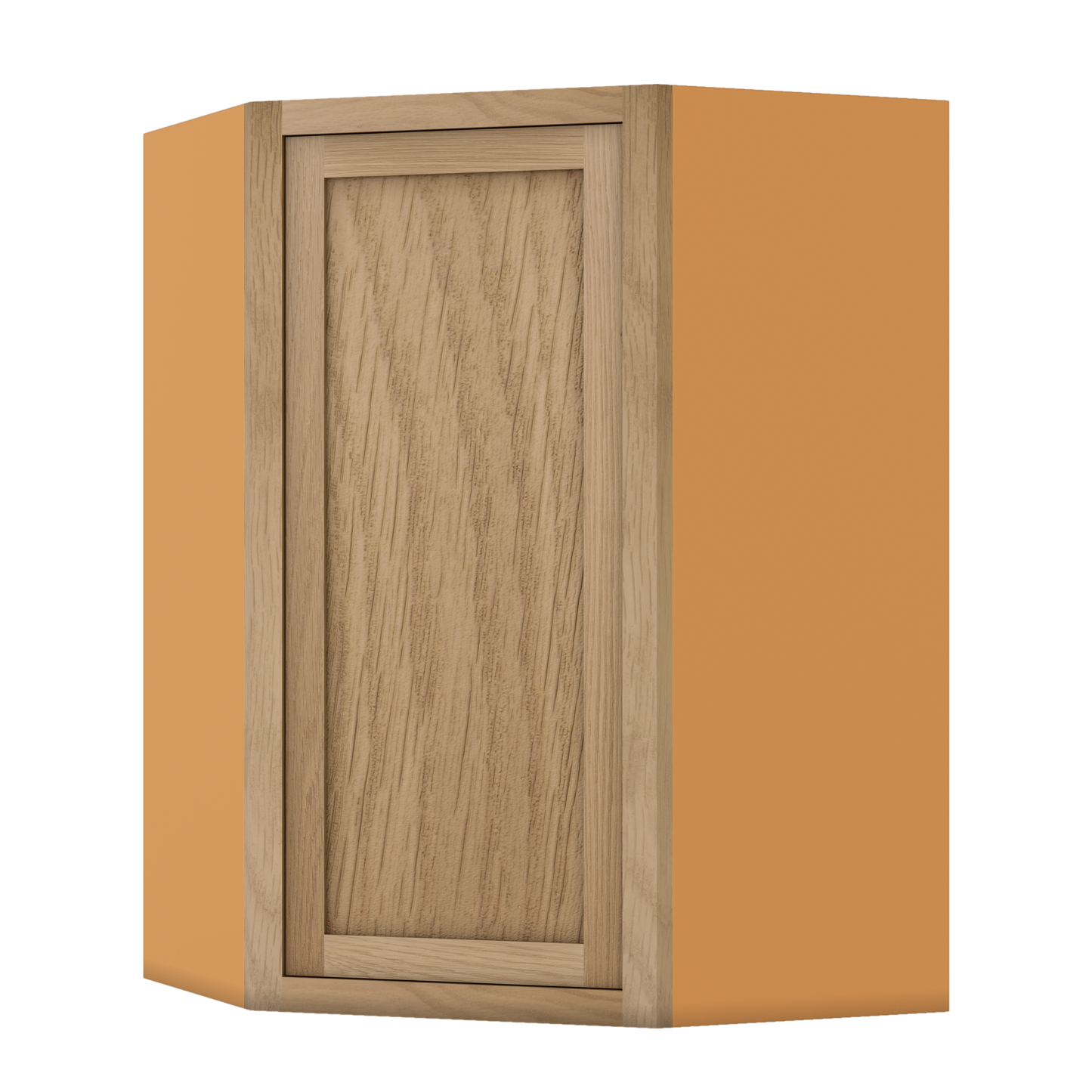 Diagonal Corner White Oak Inset Shaker Wall Cabinet - Single Door