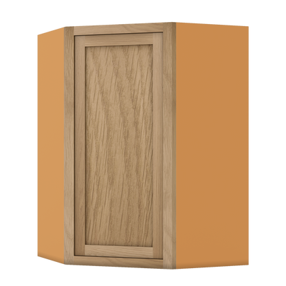 Diagonal Corner White Oak Inset Shaker Wall Cabinet - Single Door