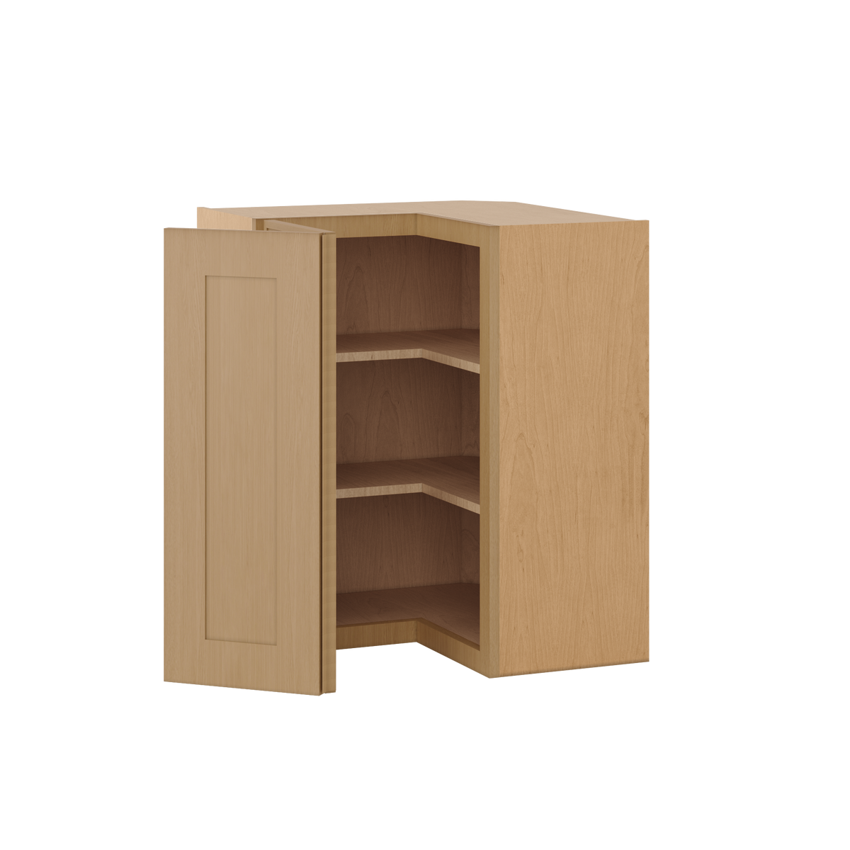 Natural oak elegant craftsman shaker easy reach corner 24"–42" rta kitchen cabinet – installed kitchen view
