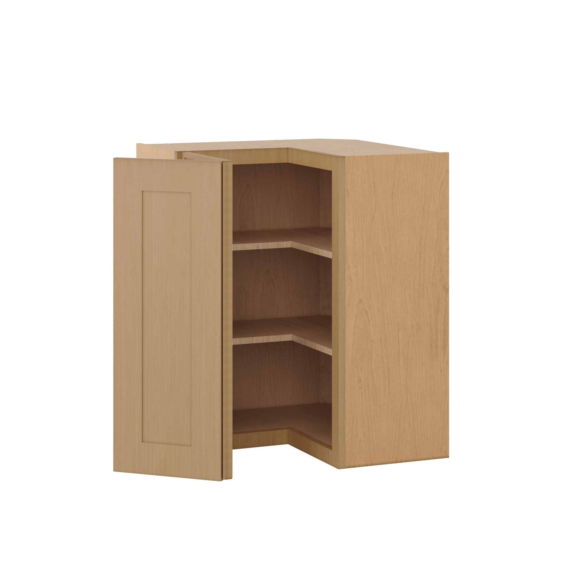 Natural oak elegant craftsman shaker easy reach corner 24"–42" rta kitchen cabinet – installed kitchen view