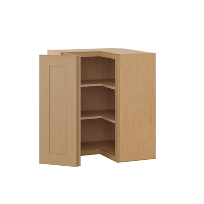 Natural oak elegant craftsman shaker easy reach corner 24"–42" rta kitchen cabinet – installed kitchen view
