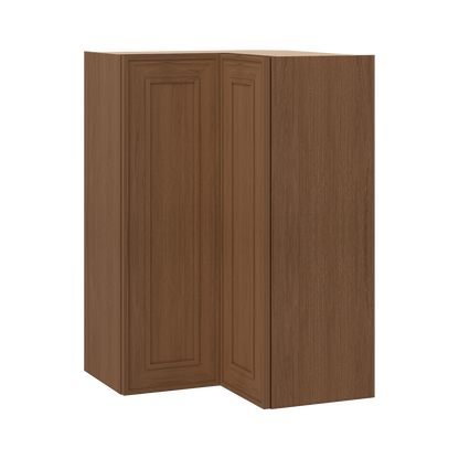 Easy Reach Corner 24" Wide by 30", 36" & 42" Tall Elegant Craftsman Mocha Shaker 1-1/4" Overlay Wall Cabinet