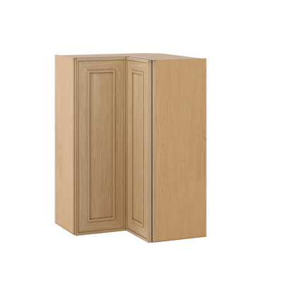 Easy Reach Corner 24" Wide by 30", 36" & 42" Tall Elegant Oak Craftsman Shaker 1-1/4" Overlay Wall Cabinet