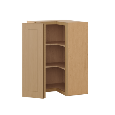 Easy Reach Corner 24" Wide by 30", 36" & 42" Tall Elegant Oak Craftsman Shaker 1-1/4" Overlay Wall Cabinet