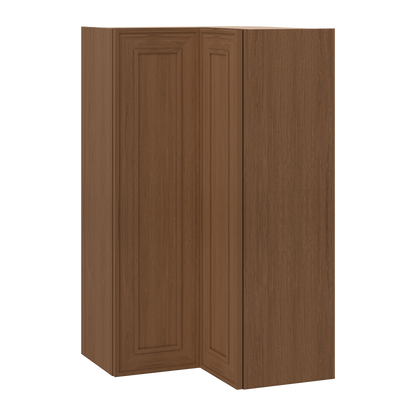 Easy Reach Corner 24" Wide by 30", 36" & 42" Tall Elegant Craftsman Mocha Shaker 1-1/4" Overlay Wall Cabinet