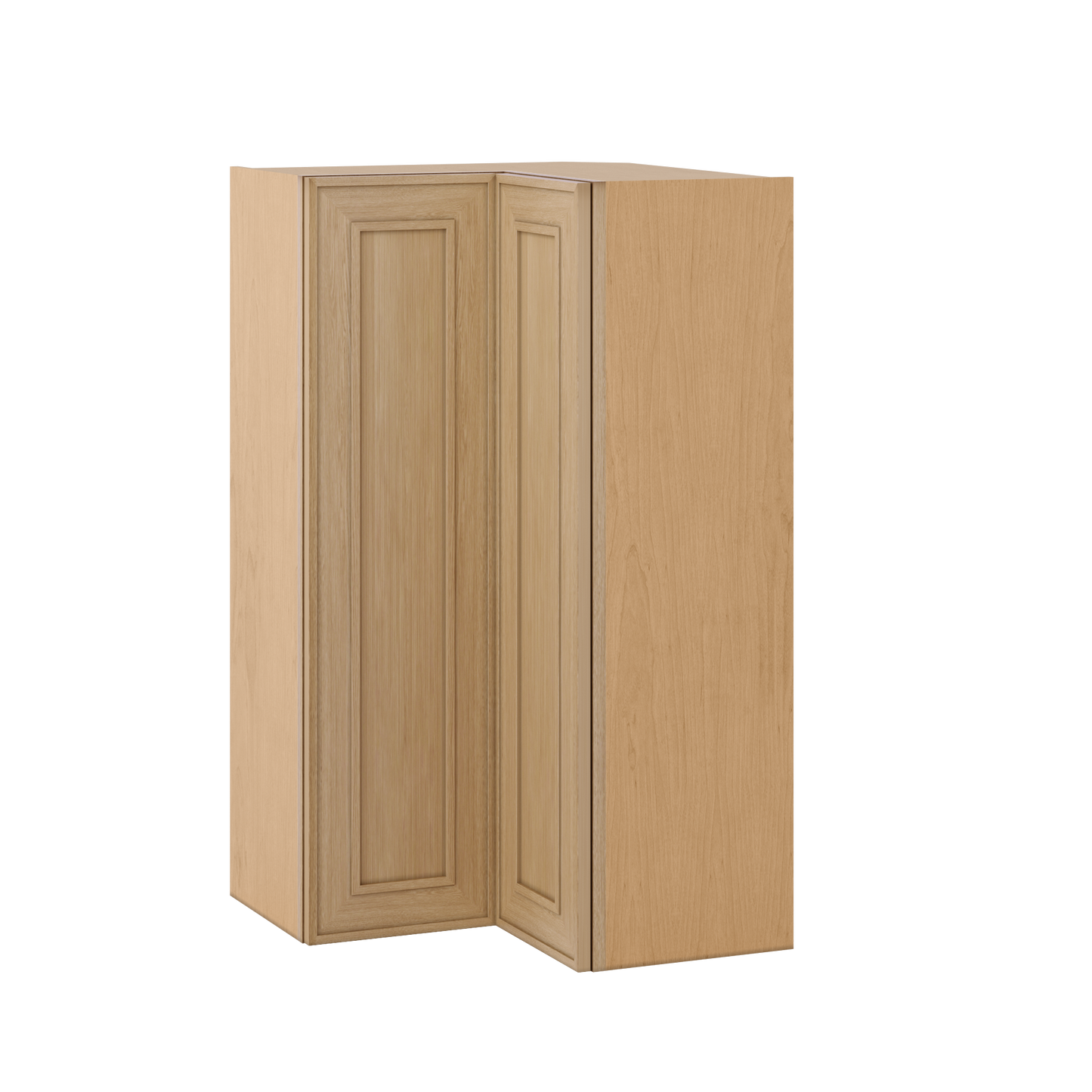Natural oak elegant craftsman shaker easy reach corner 24"–42" rta kitchen cabinet – open view