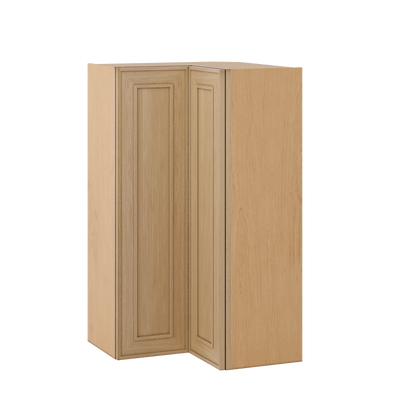 Natural oak elegant craftsman shaker easy reach corner 24"–42" rta kitchen cabinet – open view