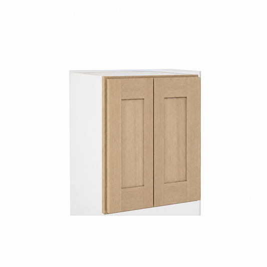 Rift 12" Wide Wall Cabinet - Single Door 9", 12", 15", 18", 21"& 24" Tall Stacker — Rift Oak, bi-parting Shaker doors, no center stile
