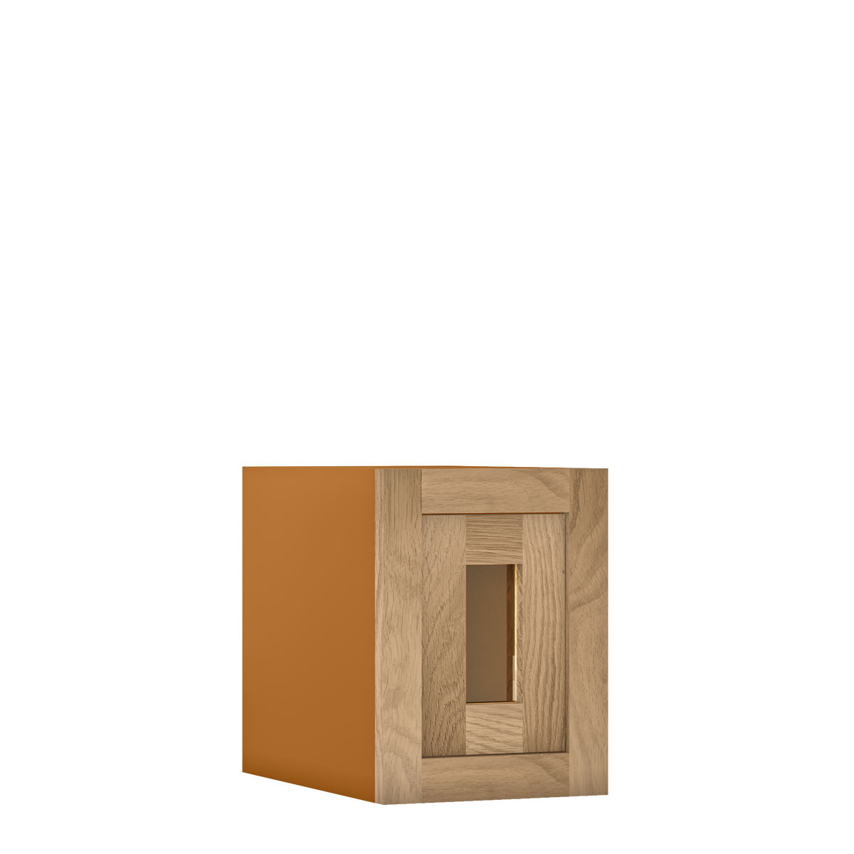 12" Tall Single Door 9" to 21" Wide - Glass Ready Inset Oak Shaker Wall Cabinet - Special Order