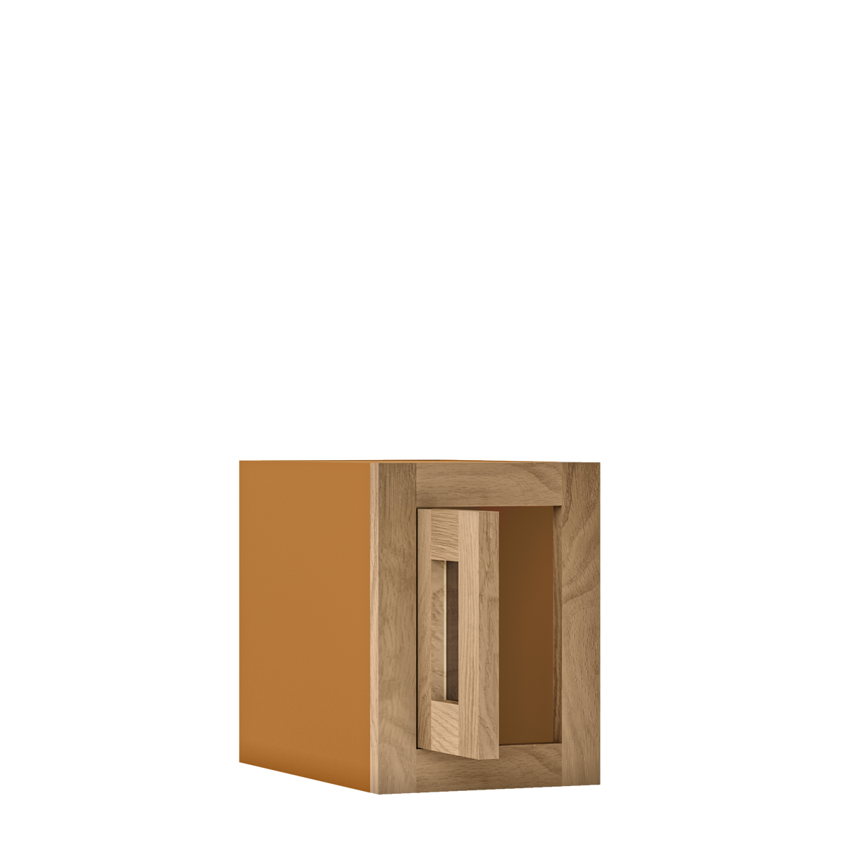 12" Tall Single Door 9" to 21" Wide - Glass Ready Inset Oak Shaker Wall Cabinet - Special Order