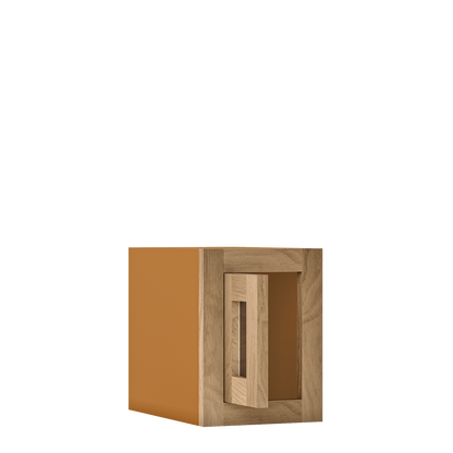 12" Tall Single Door 9" to 21" Wide - Glass Ready Inset Oak Shaker Wall Cabinet - Special Order