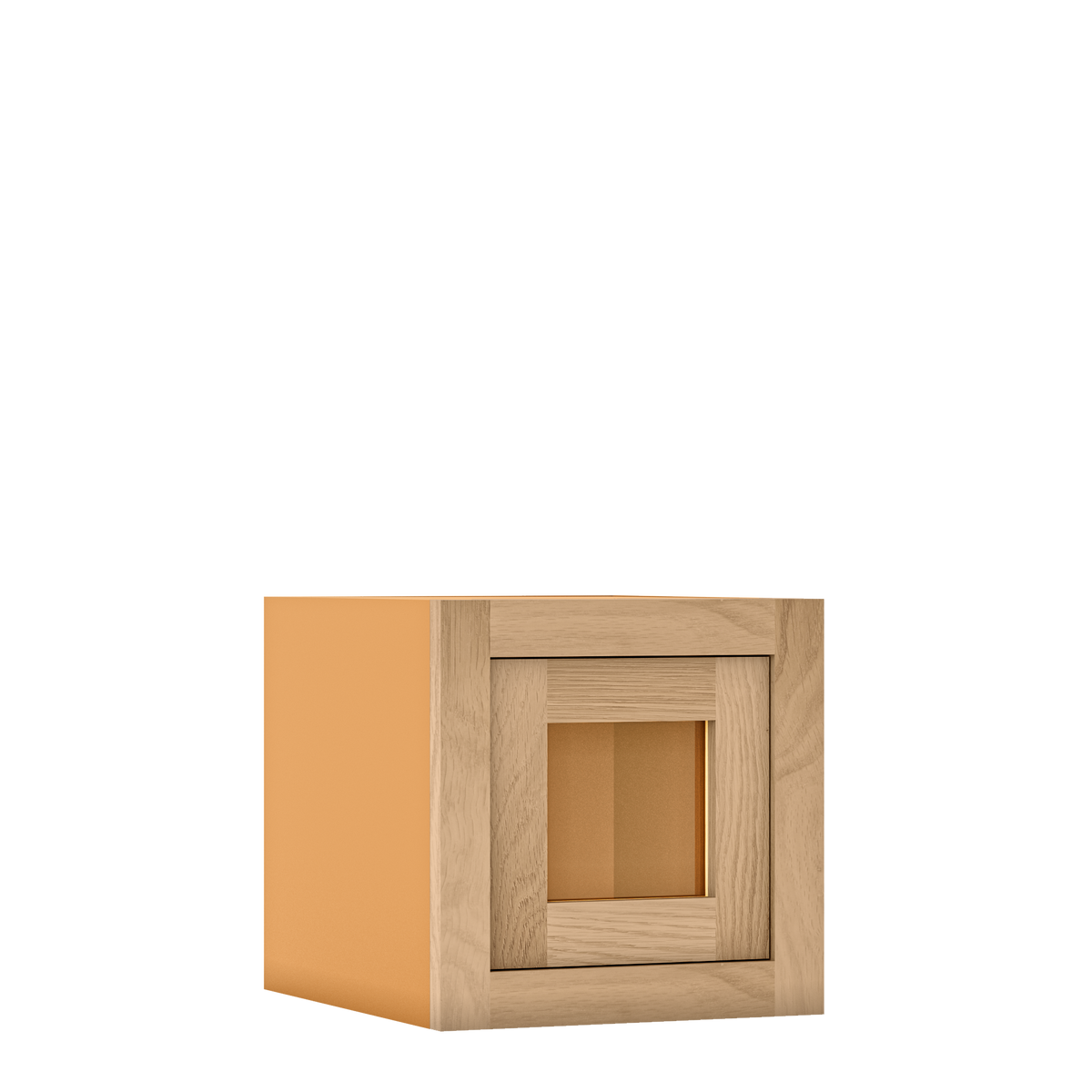 12" Tall Single Door 9" to 21" Wide - Glass Ready Inset Oak Shaker Wall Cabinet - Special Order