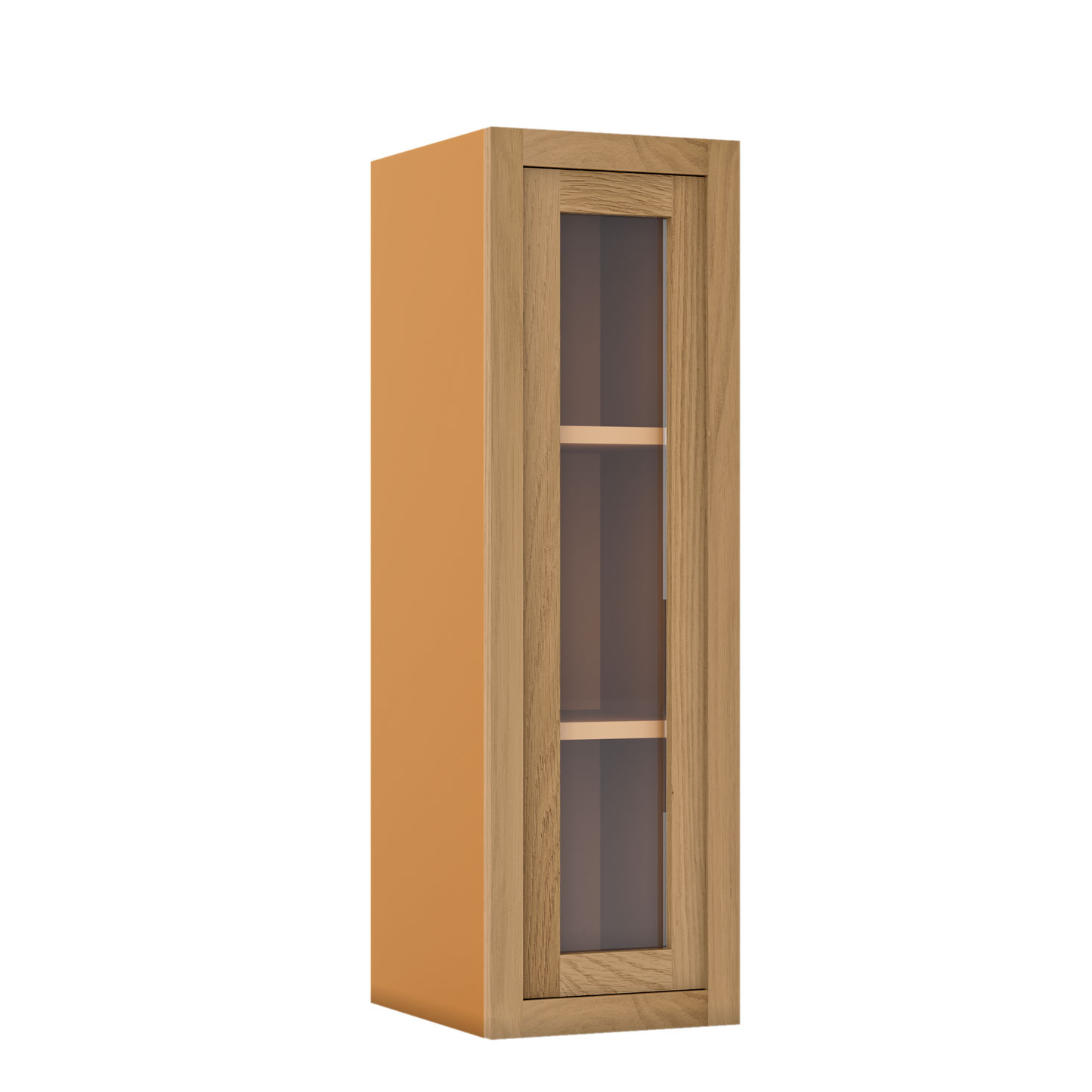 Custom Oak Glass-Ready Wall Cabinet 42" Tall x 14" Deep