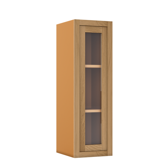 Custom Oak Glass-Ready Wall Cabinet 42" Tall x 14" Deep