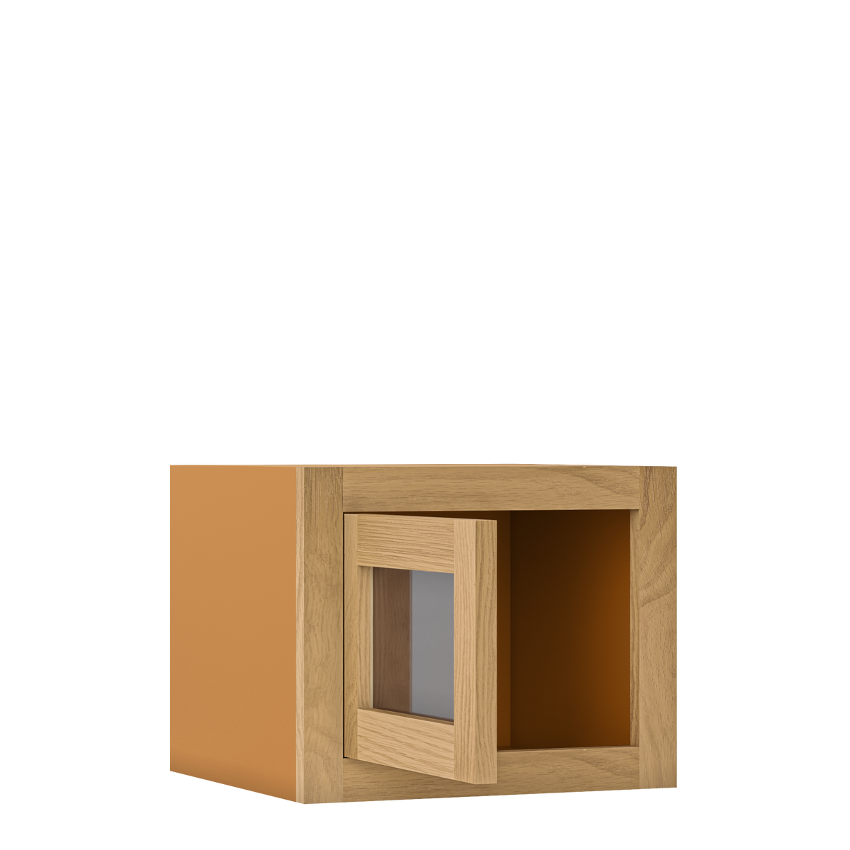 12" Tall Single Door 9" to 21" Wide - Glass Ready Inset Oak Shaker Wall Cabinet - Special Order