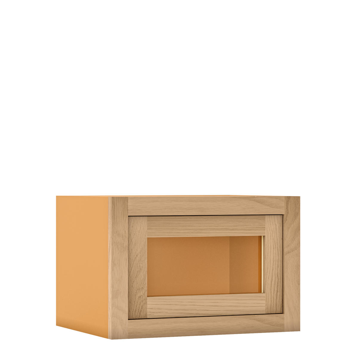 12" Tall Single Door 9" to 21" Wide - Glass Ready Inset Oak Shaker Wall Cabinet - Special Order