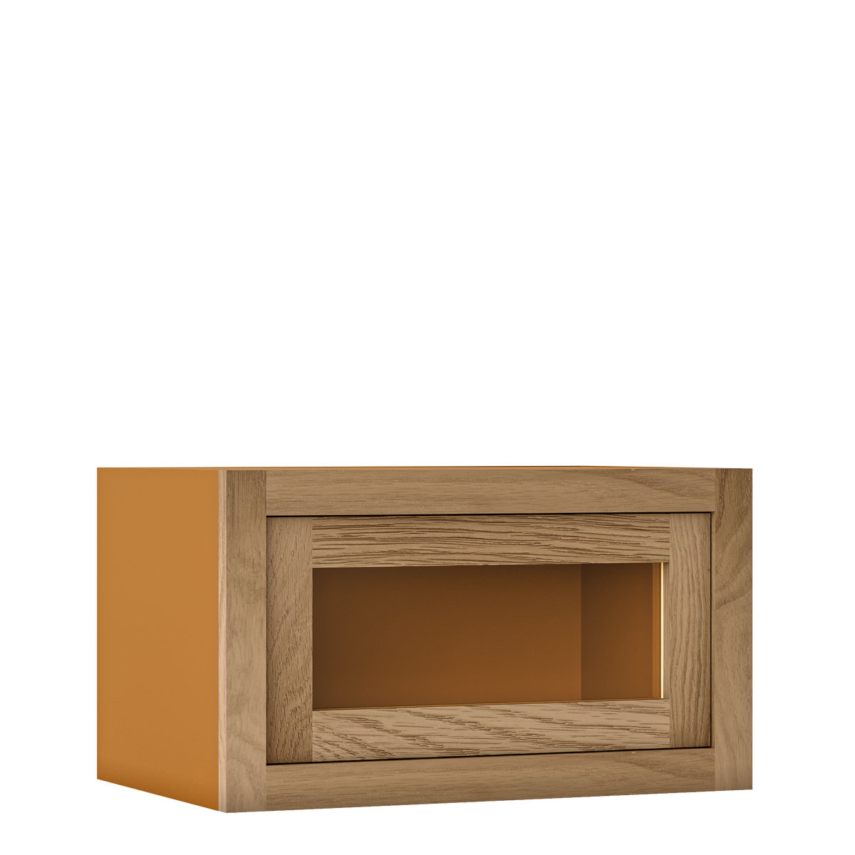 12" Tall Single Door 9" to 21" Wide - Glass Ready Inset Oak Shaker Wall Cabinet - Special Order