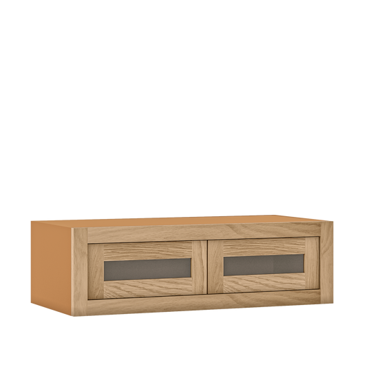 12" Tall Glass Ready Inset Oak Shaker Wall Cabinet - Double Door 24" to 36" Wide - Special Order