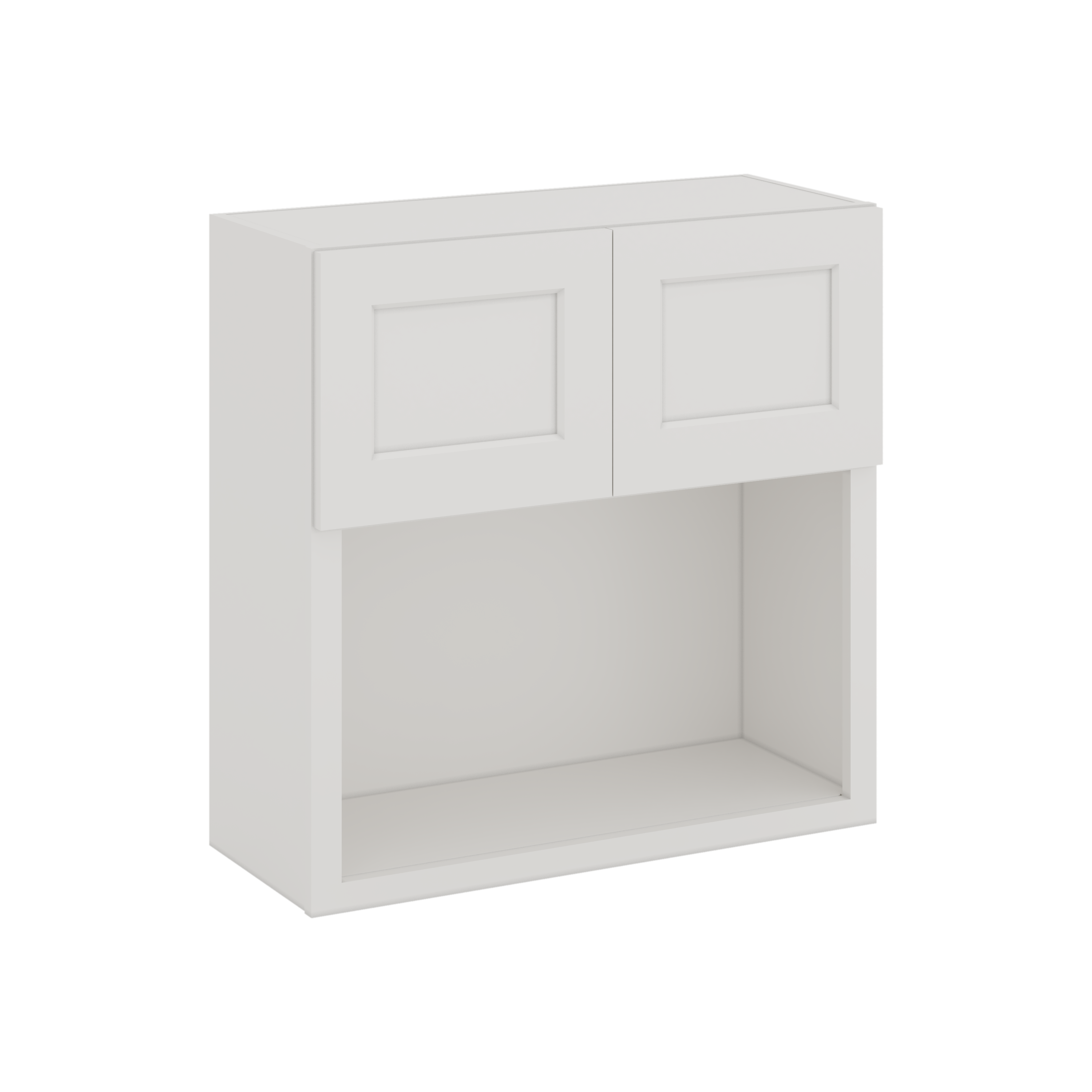 Microwave Shelf Cabinet ICE White Shaker 1-1/4" Overlay Cabinet 27" & 30" Wide by 30", 36" & 42" Tall CWS/CWB