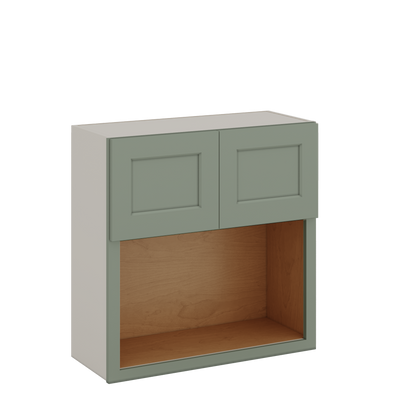 Microwave Shelf Cabinet Green Shaker 1-1/4" Overlay Cabinet 30" Wide by 30", 36" & 42" Tall