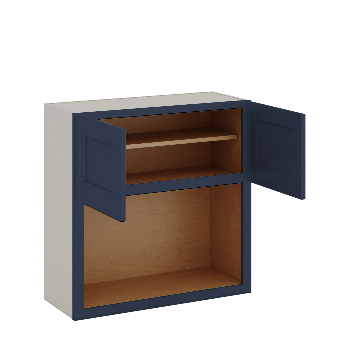 Microwave Shelf Cabinet NB29 Naval Blue Shaker 1-1/4" Overlay Cabinet 30" Wide by 30", 36" & 42" Tall