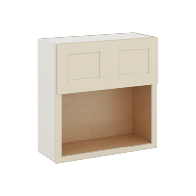 Microwave Shelf Cabinet Manhattan Cream Shaker 1-1/4" Overlay Cabinet 30" Wide by 30", 36" & 42" Tall