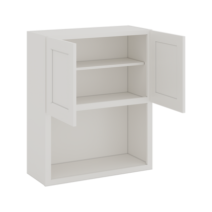 Microwave Shelf Cabinet ICE White Shaker 1-1/4" Overlay Cabinet 27" & 30" Wide by 30", 36" & 42" Tall CWS/CWB