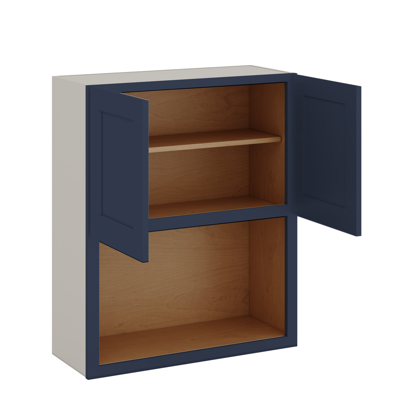 Microwave Shelf Cabinet NB29 Naval Blue Shaker 1-1/4" Overlay Cabinet 30" Wide by 30", 36" & 42" Tall