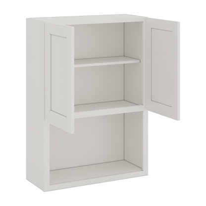 Microwave Shelf Cabinet ICE White Shaker 1-1/4" Overlay Cabinet 27" & 30" Wide by 30", 36" & 42" Tall CWS/CWB