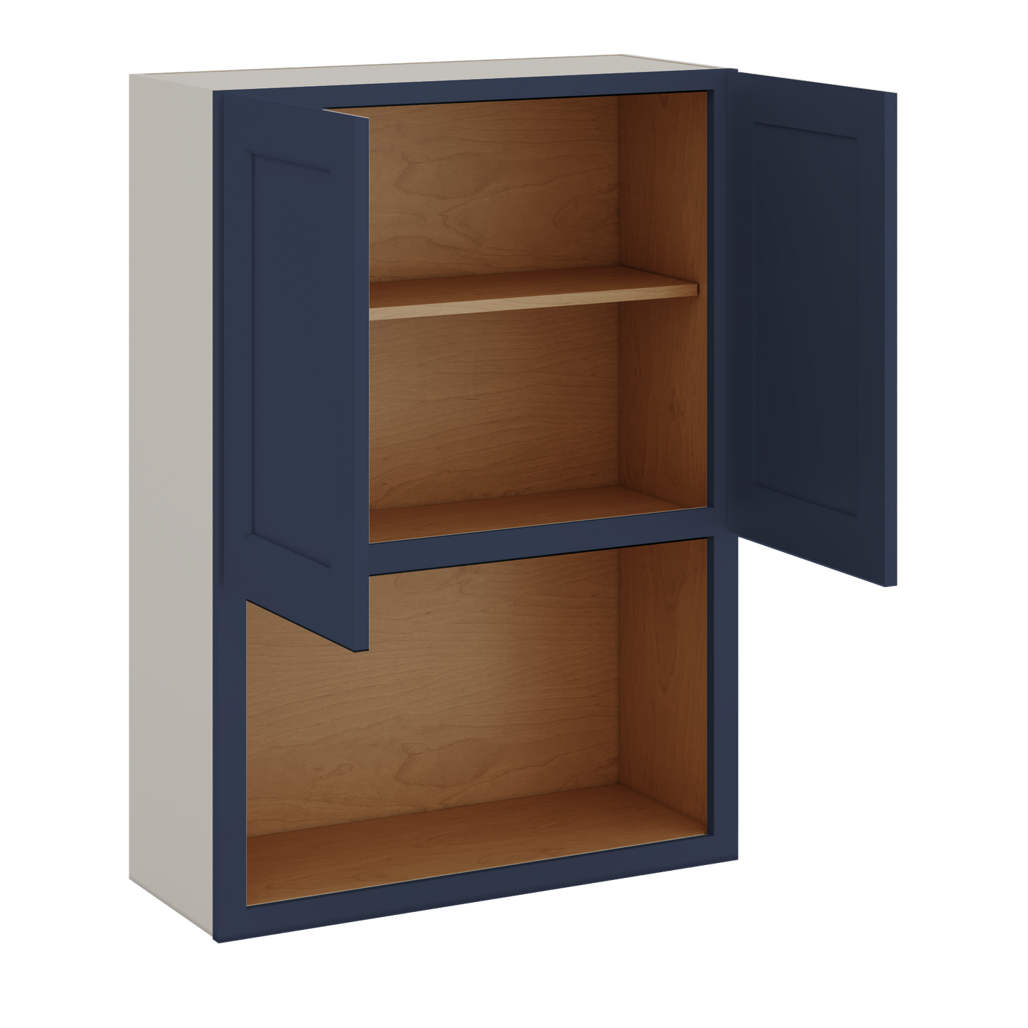 Microwave Shelf Cabinet NB29 Naval Blue Shaker 1-1/4" Overlay Cabinet 30" Wide by 30", 36" & 42" Tall