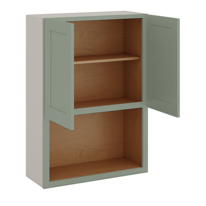 Microwave Shelf Cabinet Green Shaker 1-1/4" Overlay Cabinet 27" Wide by 30", 36" & 42" Tall