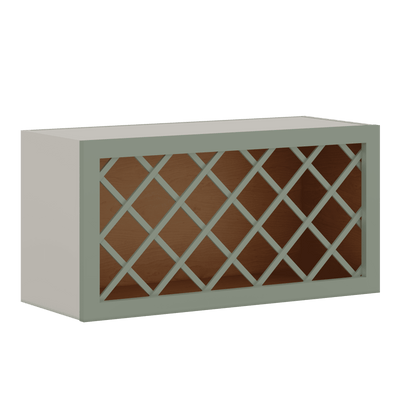 Wine Rack Green Shaker Cabinet 1-1/4" Overlay