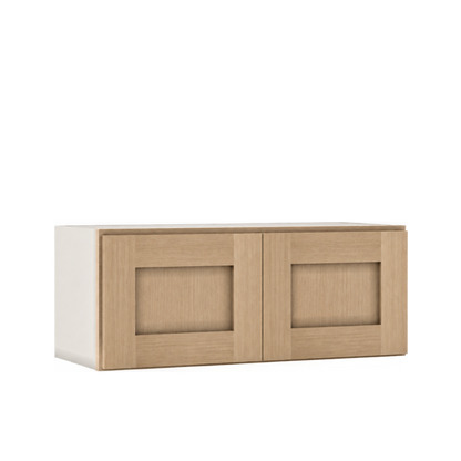 Rift Oak shaker glass-ready wall cabinet