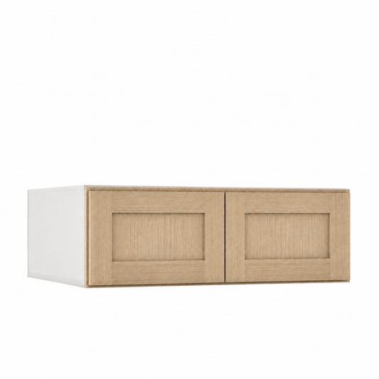 Rift 42" W 24" D Wall Cabinet - 12", 15", 18", 21" & 24" Tall — Rift Oak, bi-parting Shaker doors, no center stile