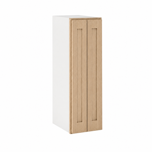 Rift 30" Tall 9″ to 21″ Widths, Wall Cabinet — Single Door — Rift Oak, bi-parting Shaker doors, no center stile
