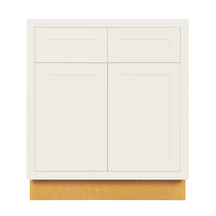 Custom Inset Base Cabinet in Alabaster SW 7008, Shaker door, Premium Box
