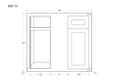 Custom Blind Corner Base (Left or Right) Inset Blind 36" 42" Inch