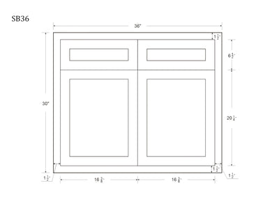 Sink Base Tuscan Gray Inset Shaker Cabinets 33", 36", 42"