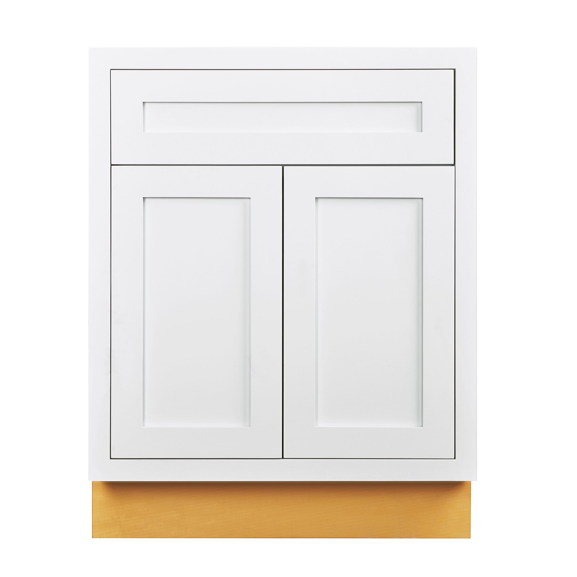 Snow White Inset Shaker Base Cabinet - Double Door 24"-27" Wide