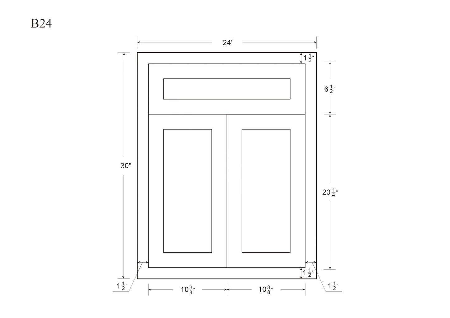 Base Cabinet - Double Door 24"-27" Wide Custom Inset