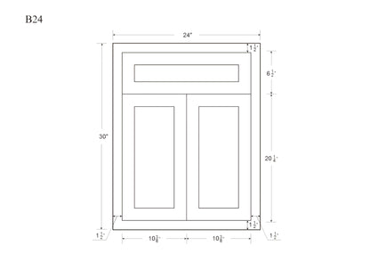 Base Cabinet - Double Door 24"-27" Wide Custom Inset