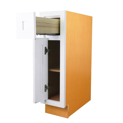 Snow White Inset Shaker Base Cabinet - Single Door 9", 12", 15", 18" & 21"