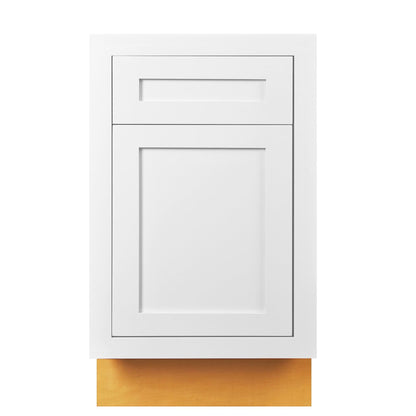 Snow White Inset Shaker Base Cabinet - Single Door 9", 12", 15", 18" & 21"
