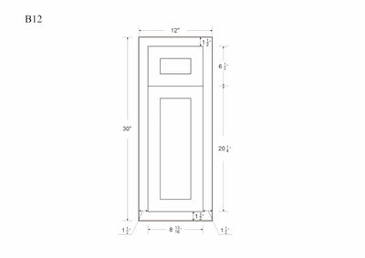 Oxford Blue Inset Shaker Base Cabinet - Single Door 9", 12", 15", 18" & 21"