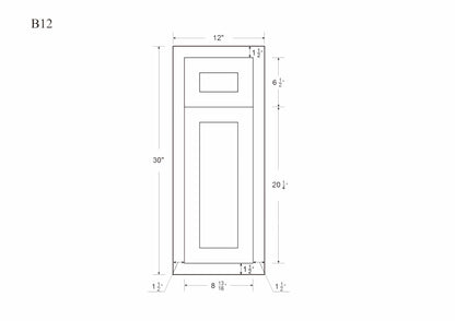 White Oak Inset Shaker Base Cabinet - Single Door Single Drawer 12", 15", 18" & 21" - Special Order