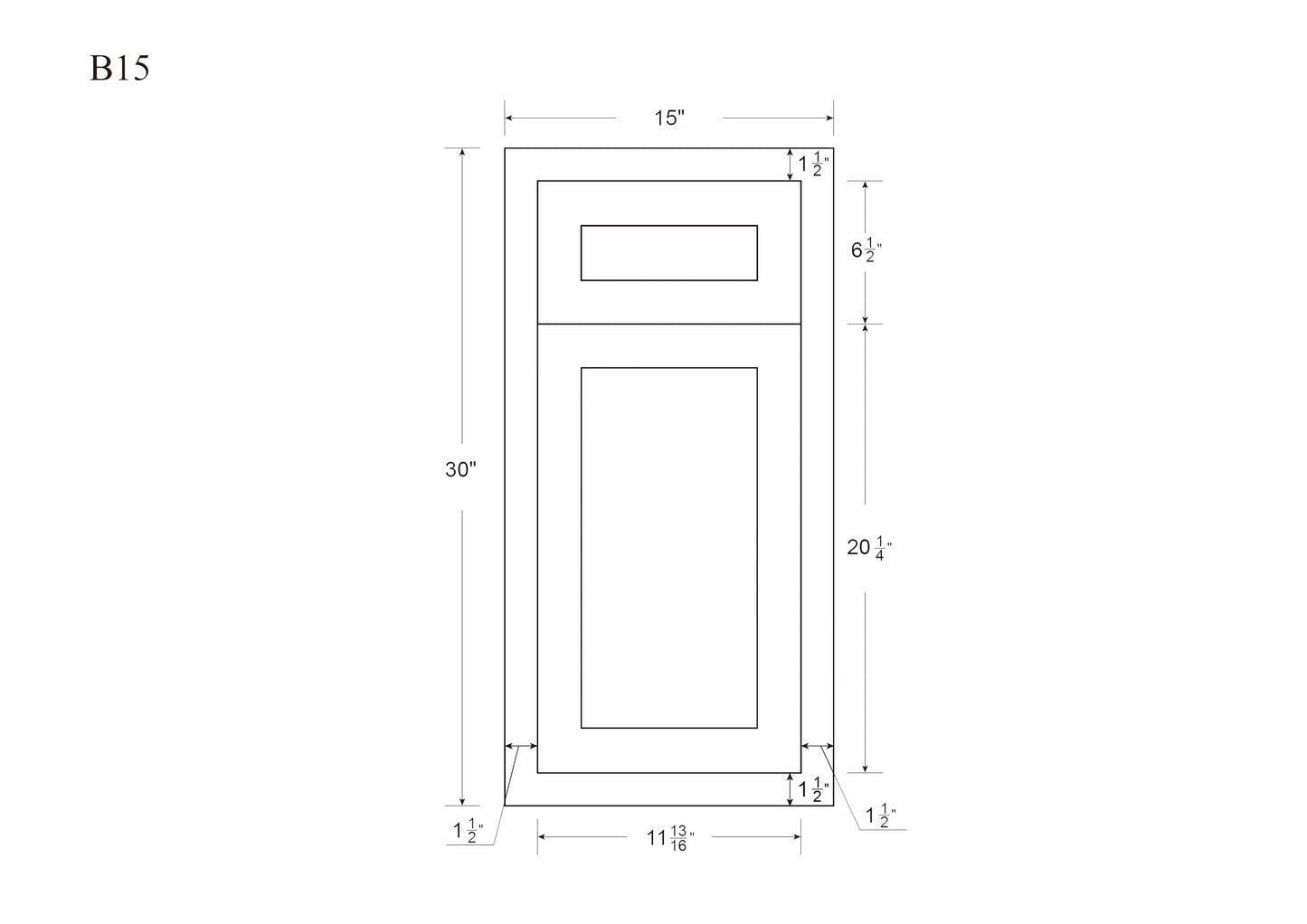 White Oak Inset Shaker Base Cabinet - Single Door Single Drawer 12", 15", 18" & 21" - Special Order