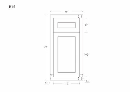 White Oak Inset Shaker Base Cabinet - Single Door Single Drawer 12", 15", 18" & 21" - Special Order